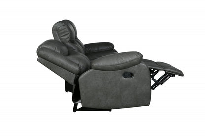 64" Gray Faux Leather Manual Reclining Love Seat