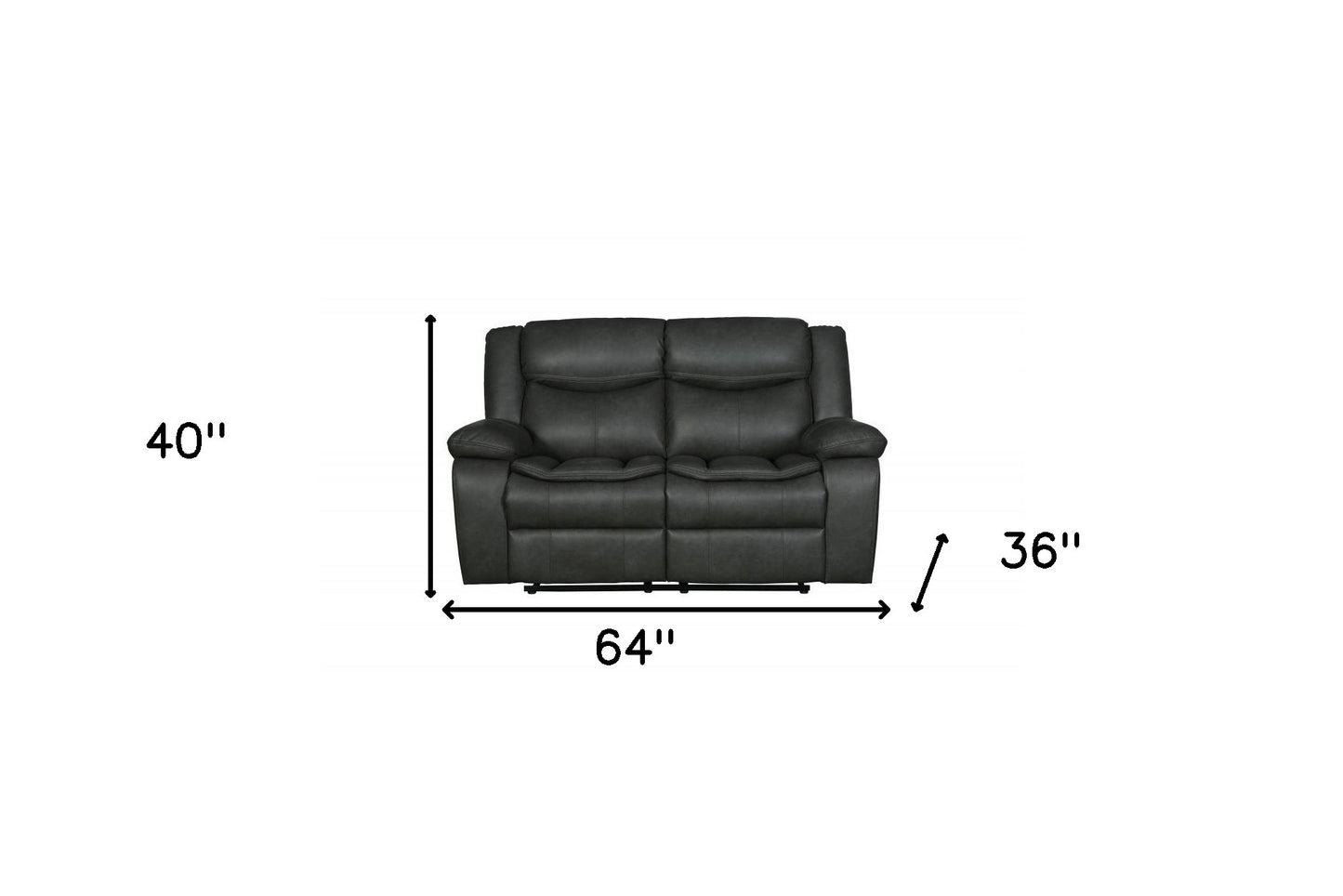 64" Gray Faux Leather Manual Reclining Love Seat