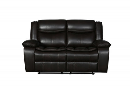 64" Brown Faux Leather Manual Reclining Love Seat