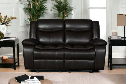 64" Brown Faux Leather Manual Reclining Love Seat