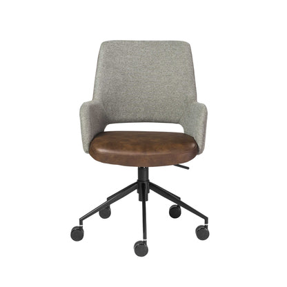 Gray Brown and Black Adjustable Swivel Fabric Rolling Office Chair