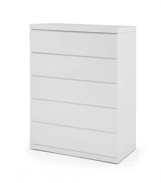 36 X 20 X 47 Gloss White Stainless Steel 5 Drawer Chest