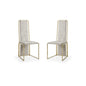 Set Of 2 Ultra Modern Beige Suede And Gold Dining Chairs