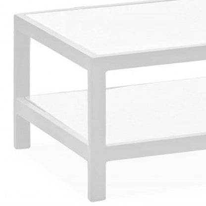 35" White Aluminum Coffee Table With Shelf