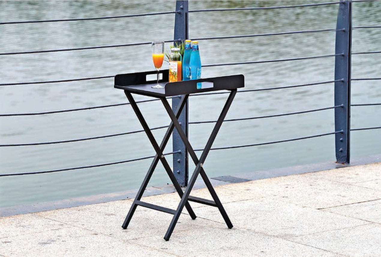 Gray Aluminum Indoor Outdoor Tray Table