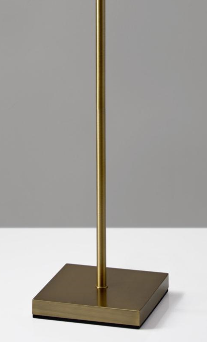 Brass Metal Floor Lamp With White Opal Wine Glass Shade