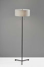 60" Black Traditional Shaped Floor Lamp With White Drum Shade