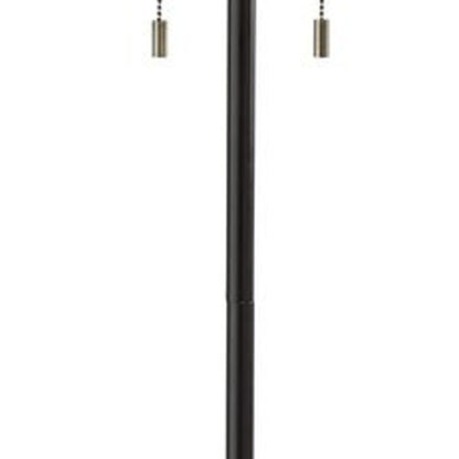 60" Black Traditional Shaped Floor Lamp With White Drum Shade