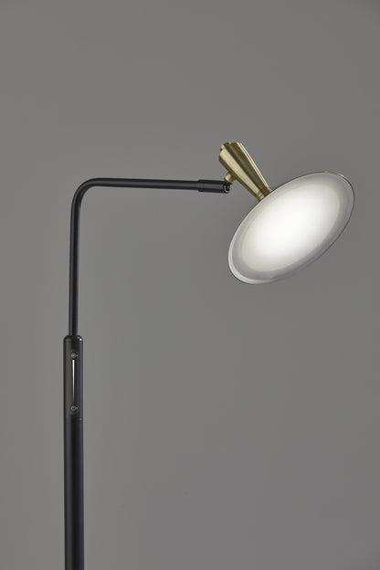 Adjustable Brass Spotlight Led Floor Lamp In Black Metal