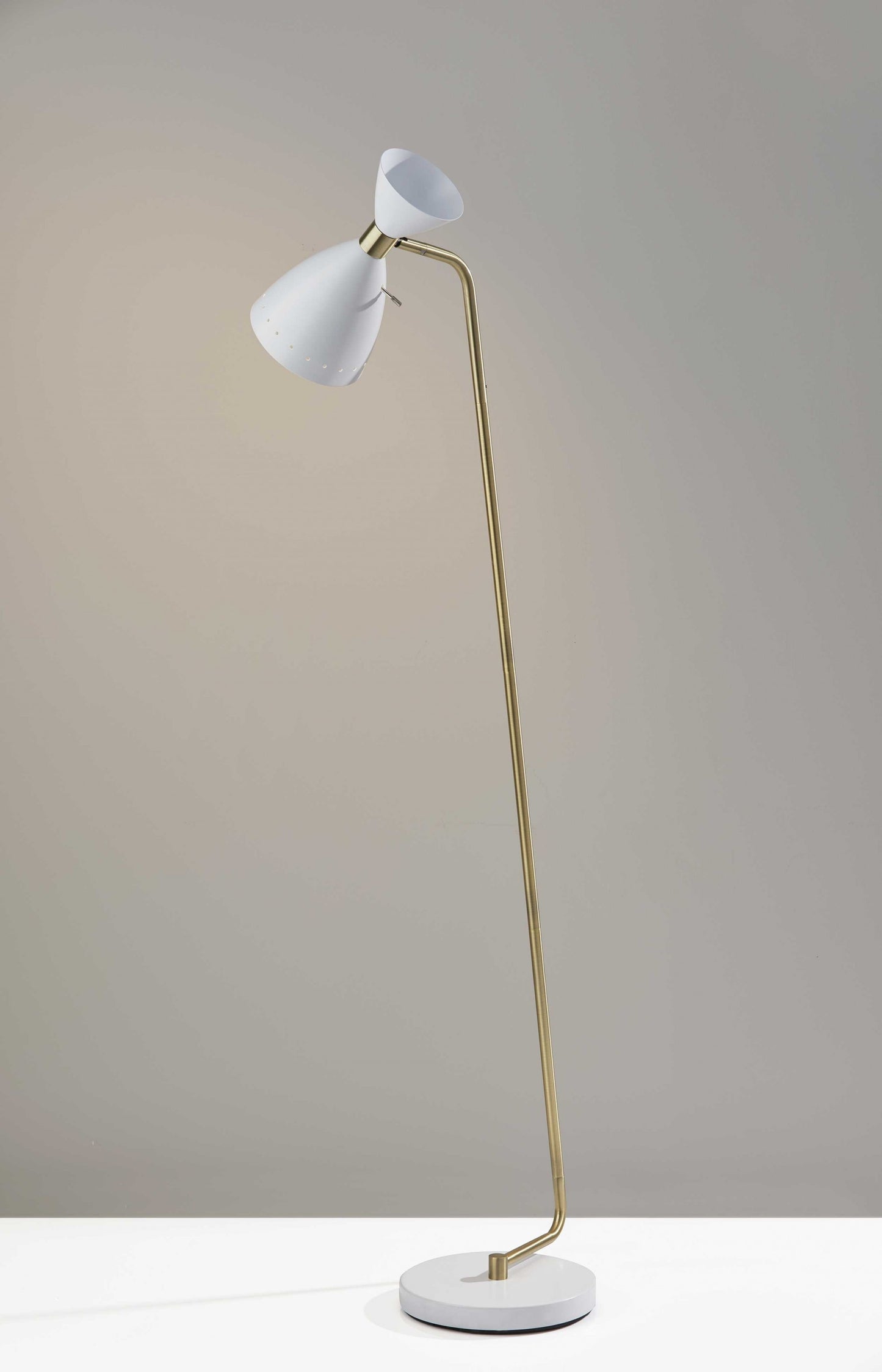 59" White Task Floor Lamp With White Cone Shade