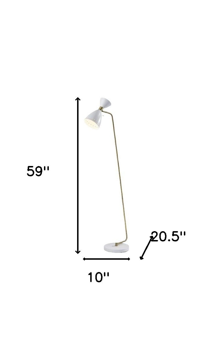 59" White Task Floor Lamp With White Cone Shade