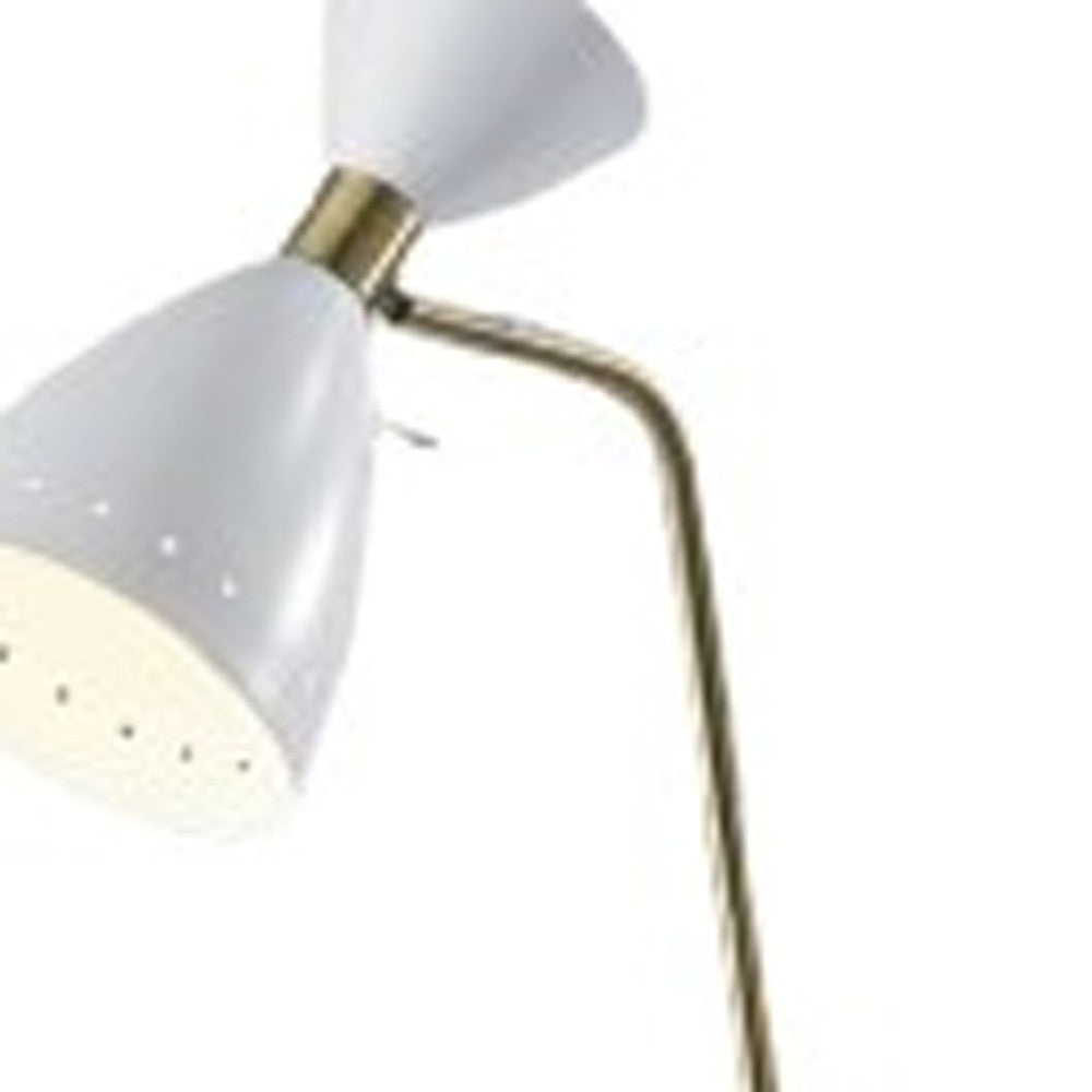 59" White Task Floor Lamp With White Cone Shade