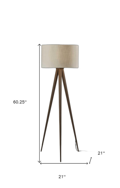 62" Black Tripod Floor Lamp With Black Drum Shade