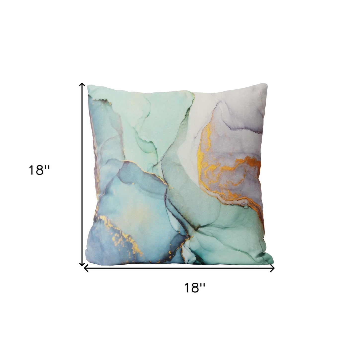 18" Blue and Green Marble Cotton Throw Pillow