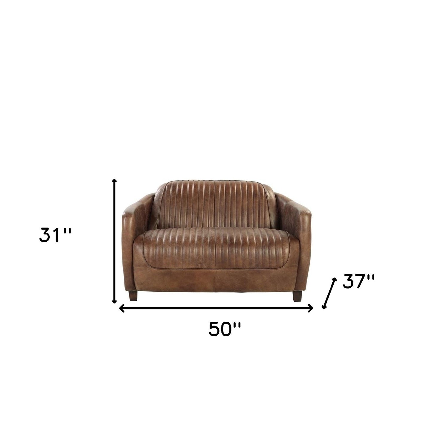 50" Brown Leather Loveseat