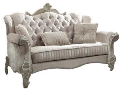 69" Ivory Chesterfield Loveseat and Toss Pillows