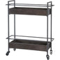 Rectangular Gray Metal With Two-Tier Shelves Bar Cart