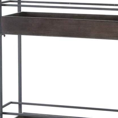 Rectangular Gray Metal With Two-Tier Shelves Bar Cart