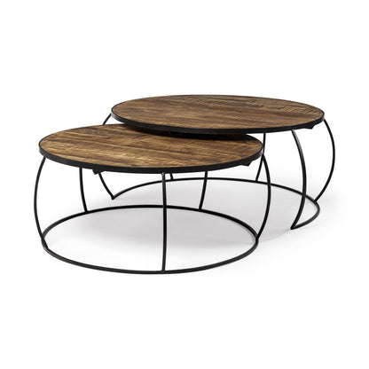 S2 41" & 38" Round Wood Top Nesting Coffee Tables