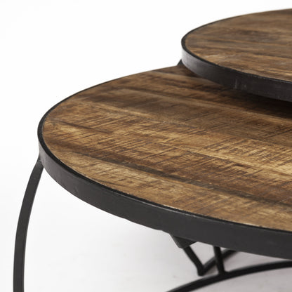 S2 41" & 38" Round Wood Top Nesting Coffee Tables