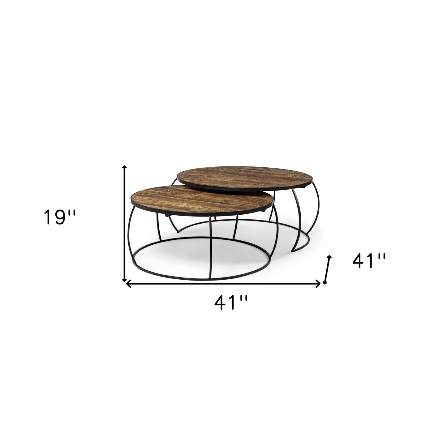 S2 41" & 38" Round Wood Top Nesting Coffee Tables