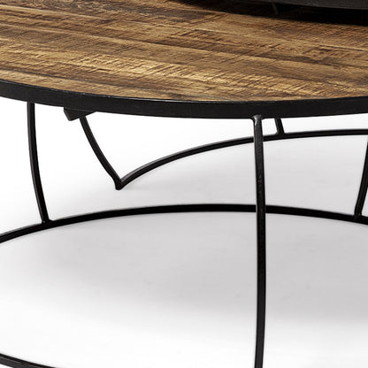 S2 41" & 38" Round Wood Top Nesting Coffee Tables