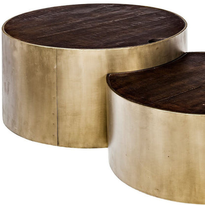 S2 39.5" & 31.25" Round Wood Nesting Coffee Tables