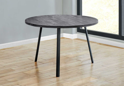 47" Gray And Black Rounded Metal Three Leg Base Dining Table