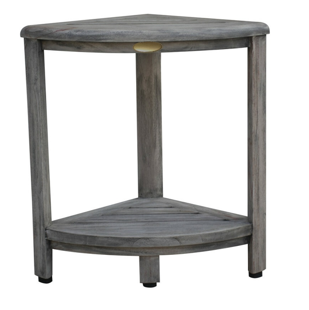 18" X 17" Antiqued Gray Teak Corner Shower Bench