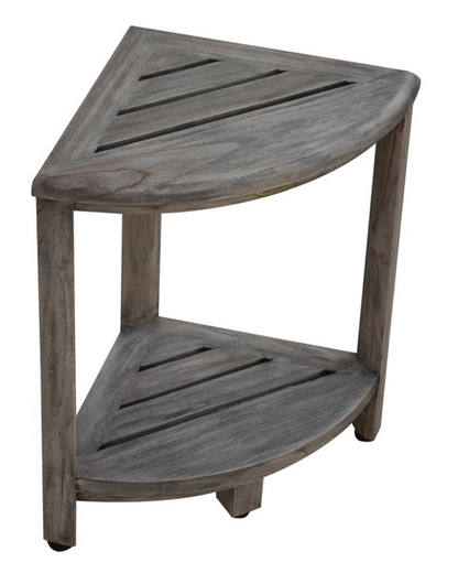 18" X 17" Antiqued Gray Teak Corner Shower Bench