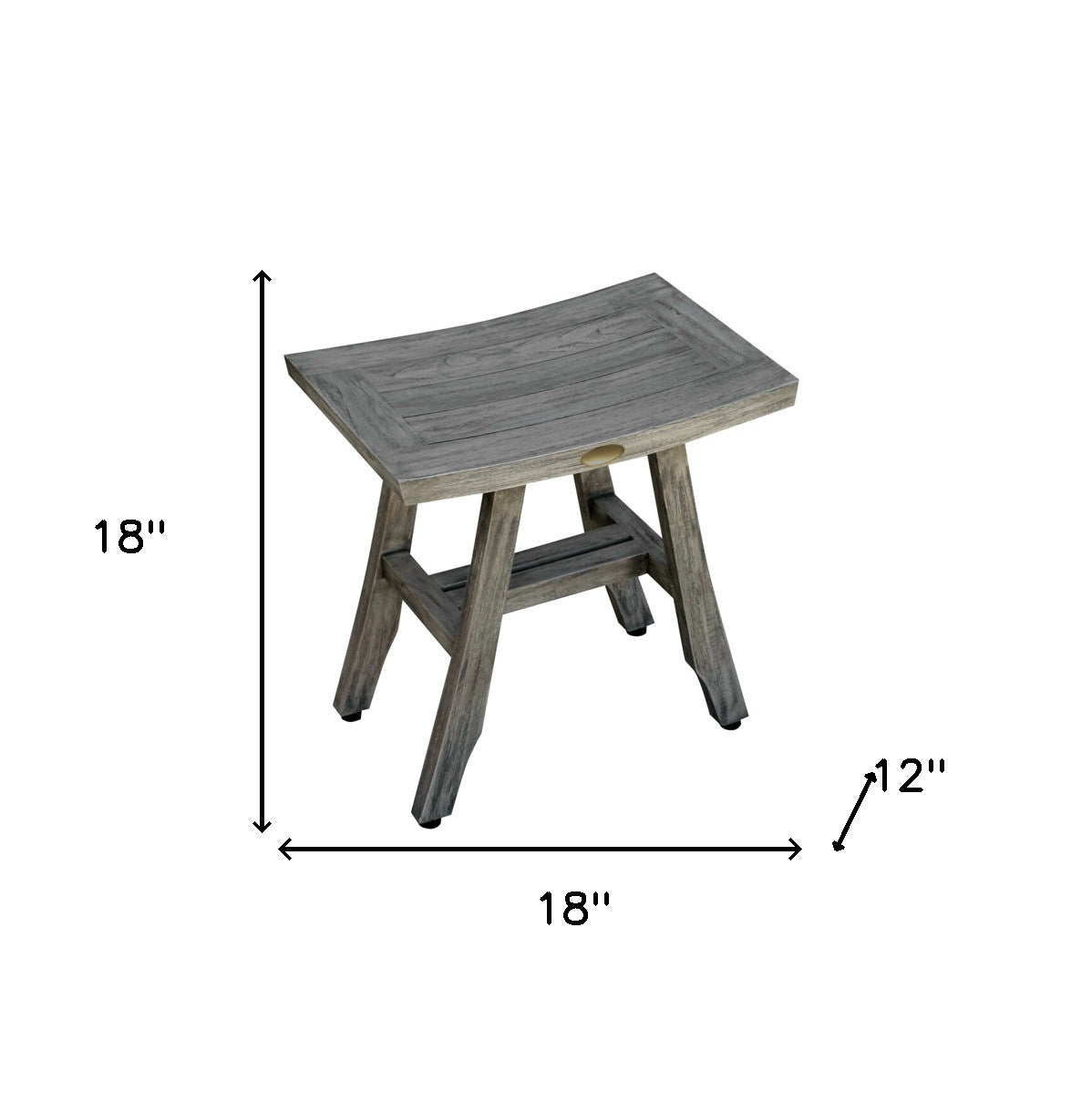 18" X 18" Antiqued Gray Solid Wood Shower Bench