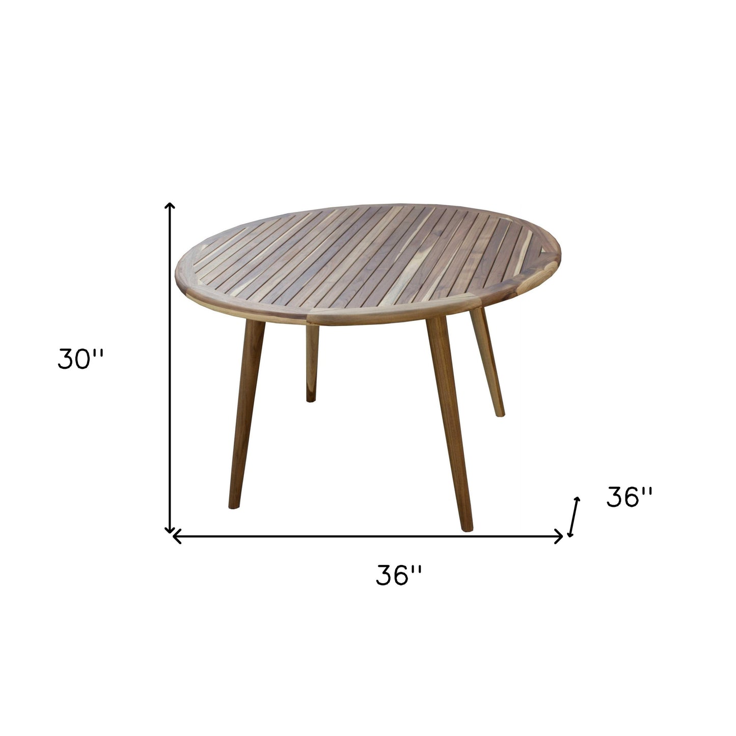 36" Natural Rounded Solid Wood Outdoor Dining Table