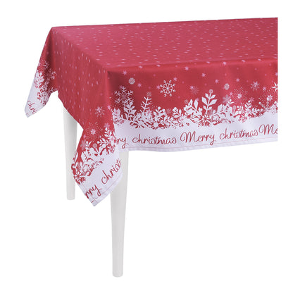 84" Merry Christmas Printed Rectangle Tablecloth In Red