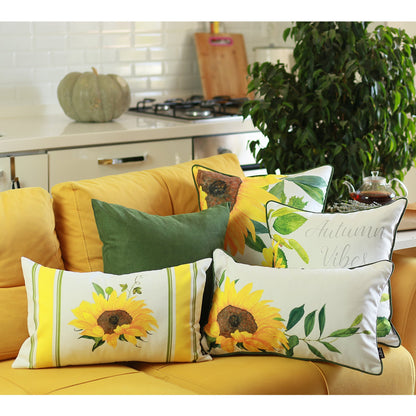 Set Of 4 18" Sunflowers Throw Pillow Cover In Multicolor