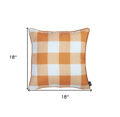 Set Of Four 18" Orange Plaid And Pumpkin Throw Pillow Covers