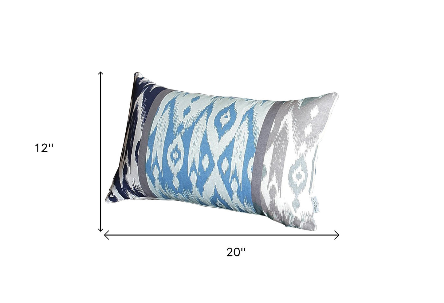 Set Of 4 Aqua Blue And Gray Ikat Lumbar Pillow Covers