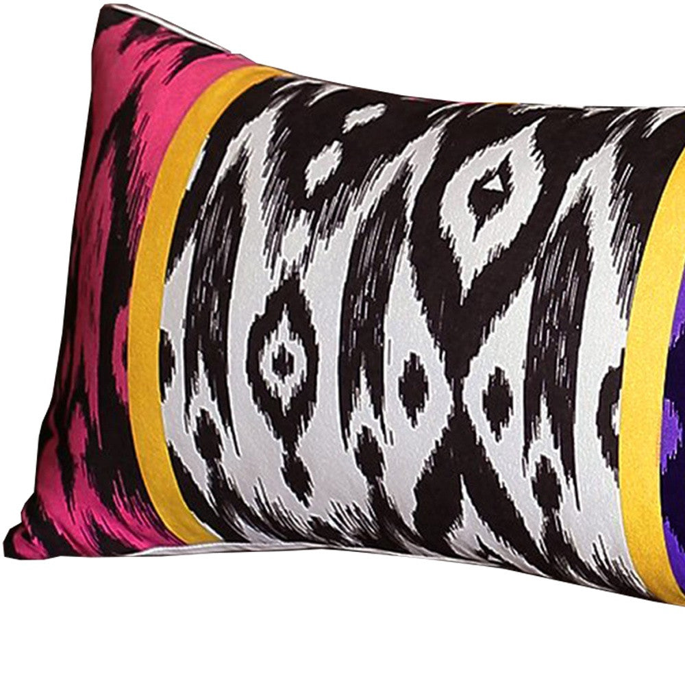 Set Of 4 Purple And Pink Ikat Design Lumbar Pillow Covers