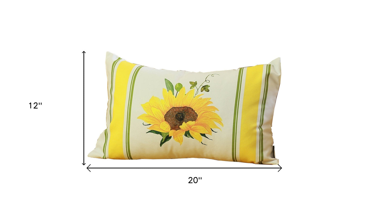 Set Of 4 Sunflower Design Lumbar Pillow Covers