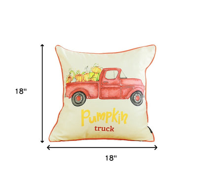 Set Of 2 18" Pumpkin Truck Throw Pillow Cover