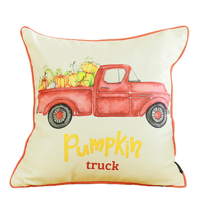 Set Of 2 18" Pumpkin Truck Throw Pillow Cover