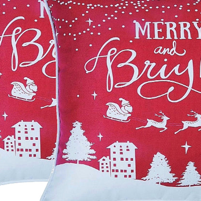 Set of Two 18" Red and White Christmas Throw Pillow Covers