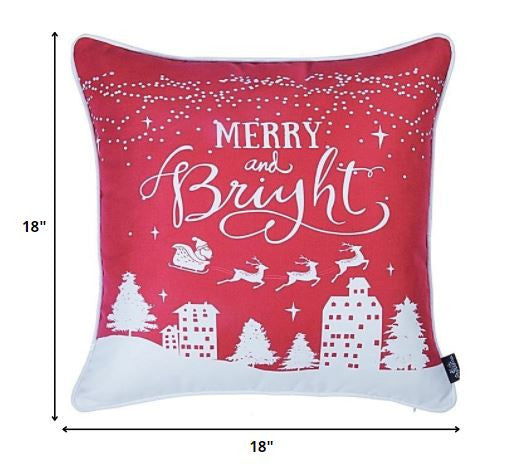 Set of Two 18" Red and White Christmas Throw Pillow Covers