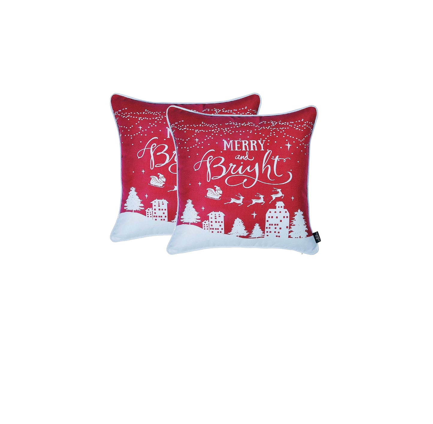 Set of Two 18" Red and White Christmas Throw Pillow Covers