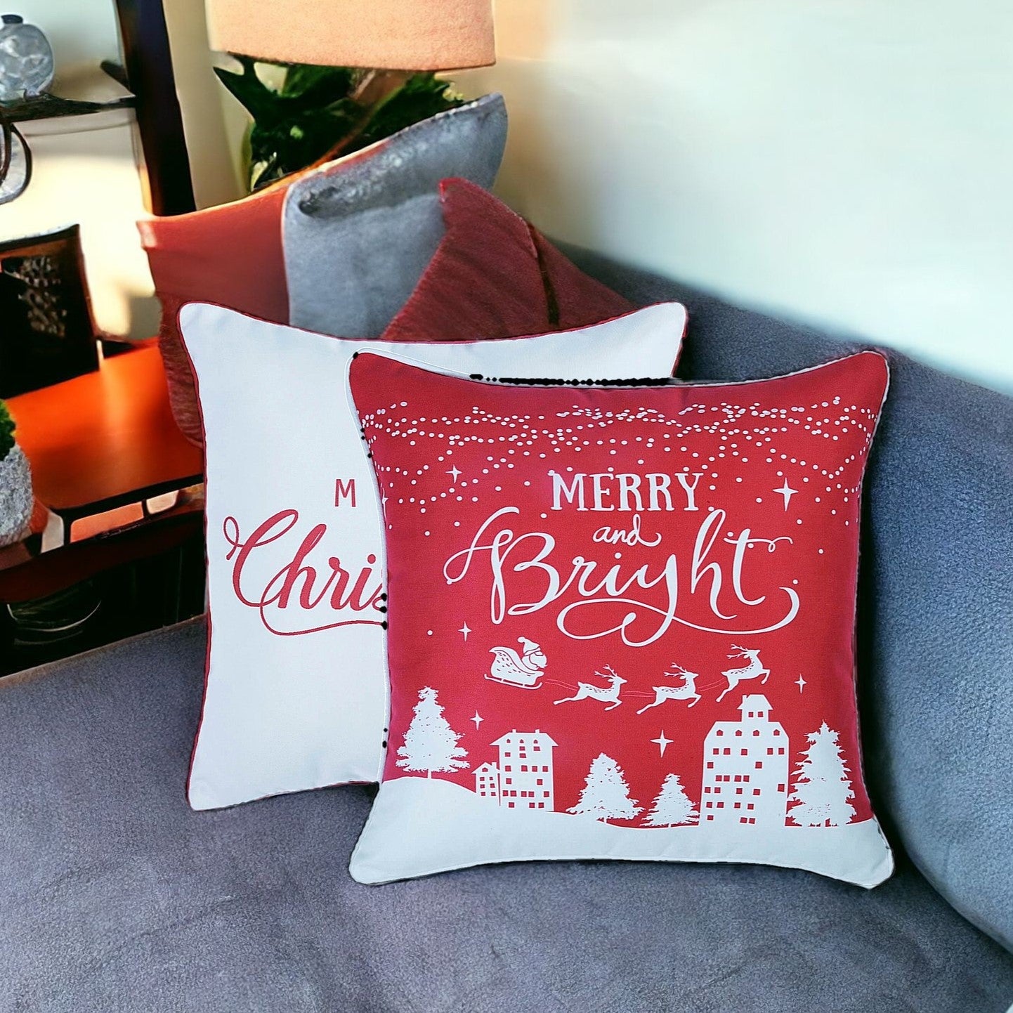 Set Of 2 18" Merry Christmas Throw Pillow Cover