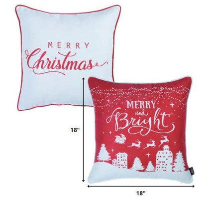 Set Of 2 18" Merry Christmas Throw Pillow Cover