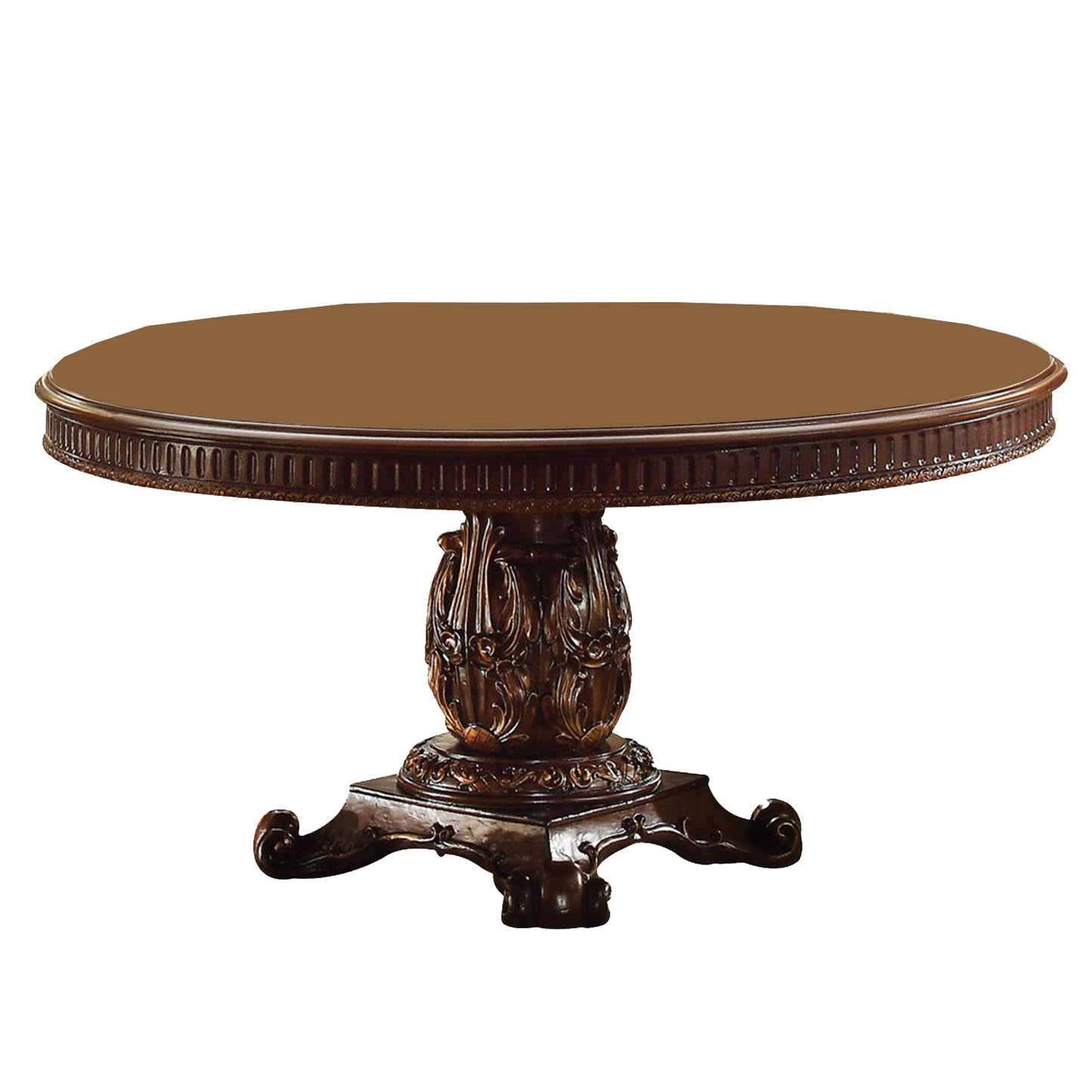 60" Brown Solid Wood Pedestal Base Dining Table