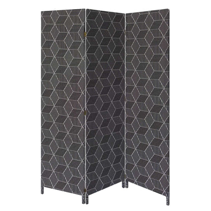 3 Panel Black Soft Fabric Finish Room Divider