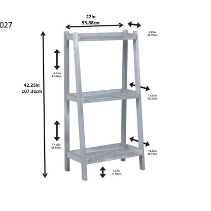 42" Bookcase With 3 Shelves In White