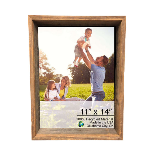 11X14 Rustic Weathered Grey Box Picture Frame With Hanger