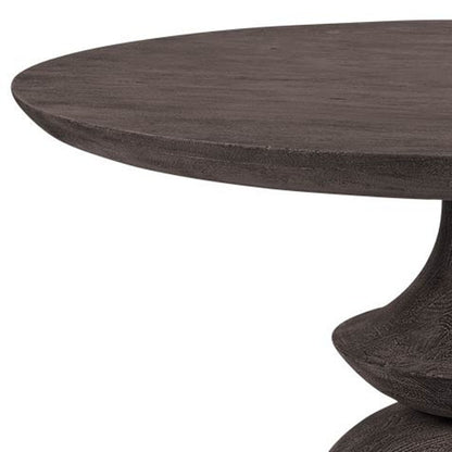 60" Gray Rounded Solid Wood Pedestal Base Dining Table